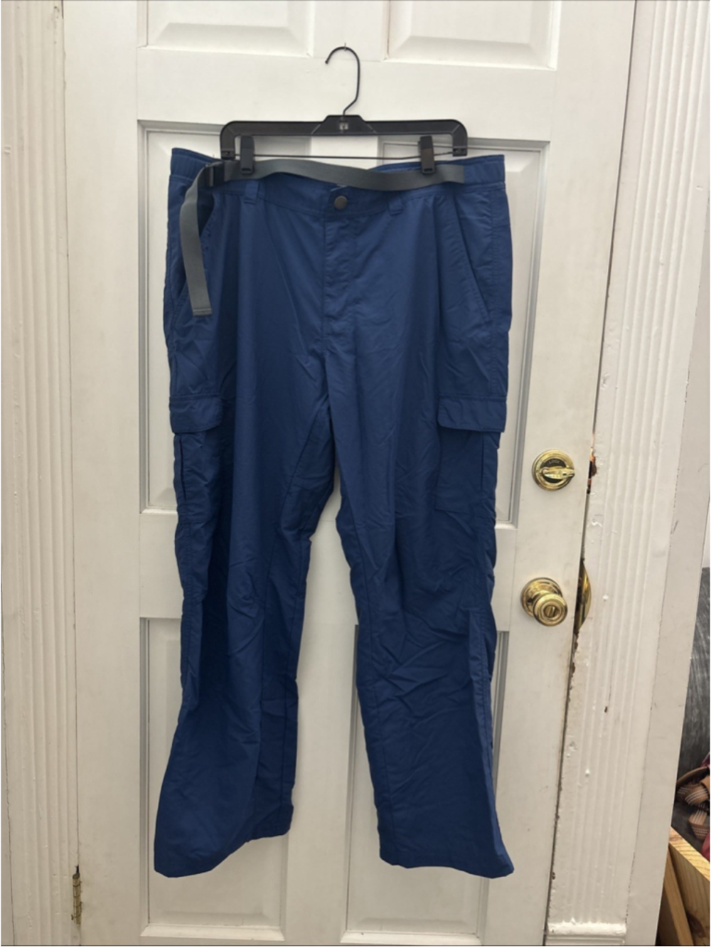 EUC MEN’S COLUMBIA OMNISHIELD CARGO PANTS NAVY BLUE SIZE 42 WAIST 42x32 HIKING